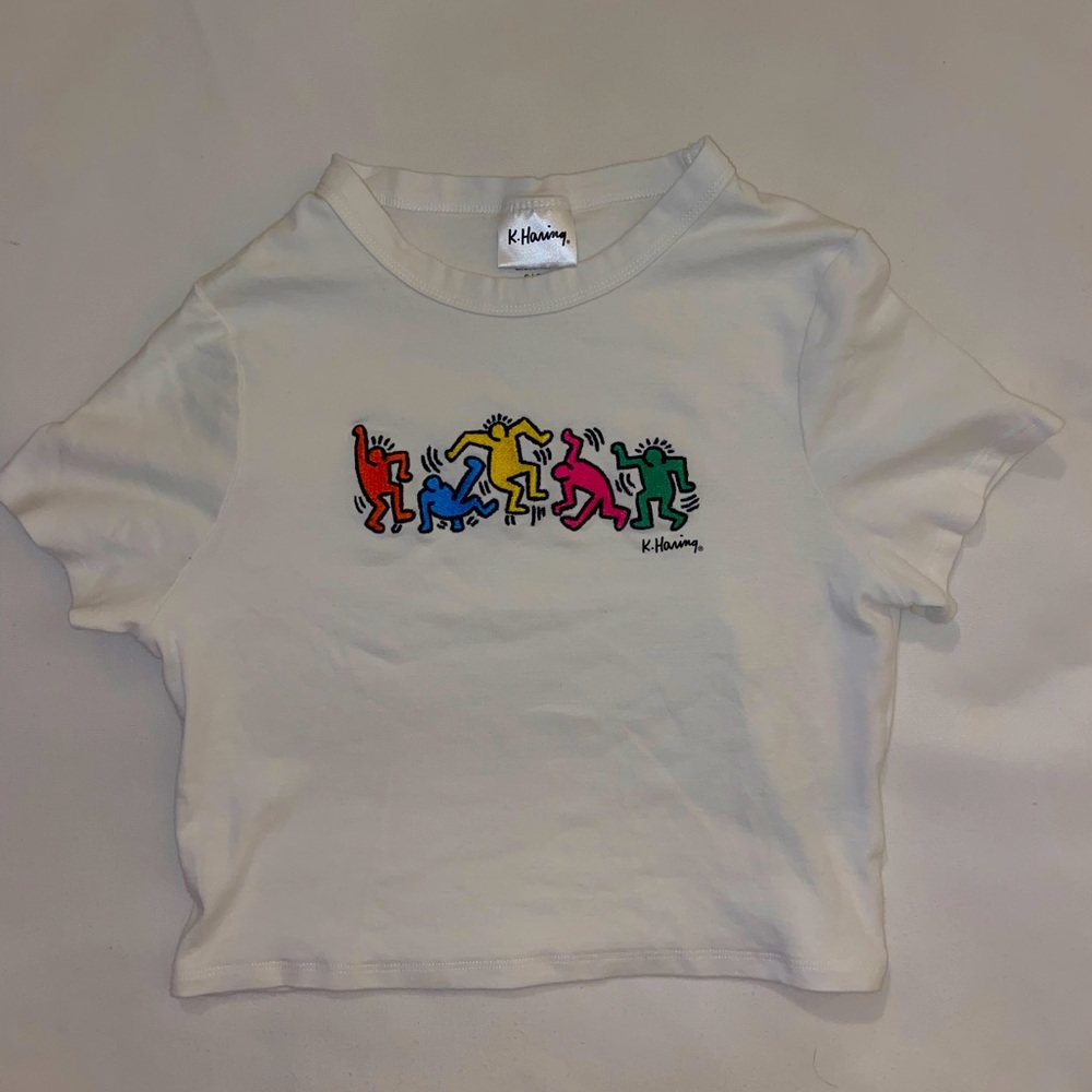 KEITH HARING WOMENS CROPPED MULTICOLOR TEE🌈